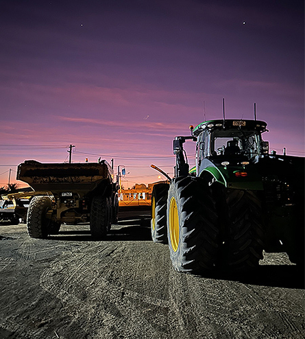 Machinery ready to begin work during nightworks